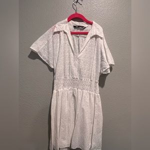 ZARA white dress with flowers XS